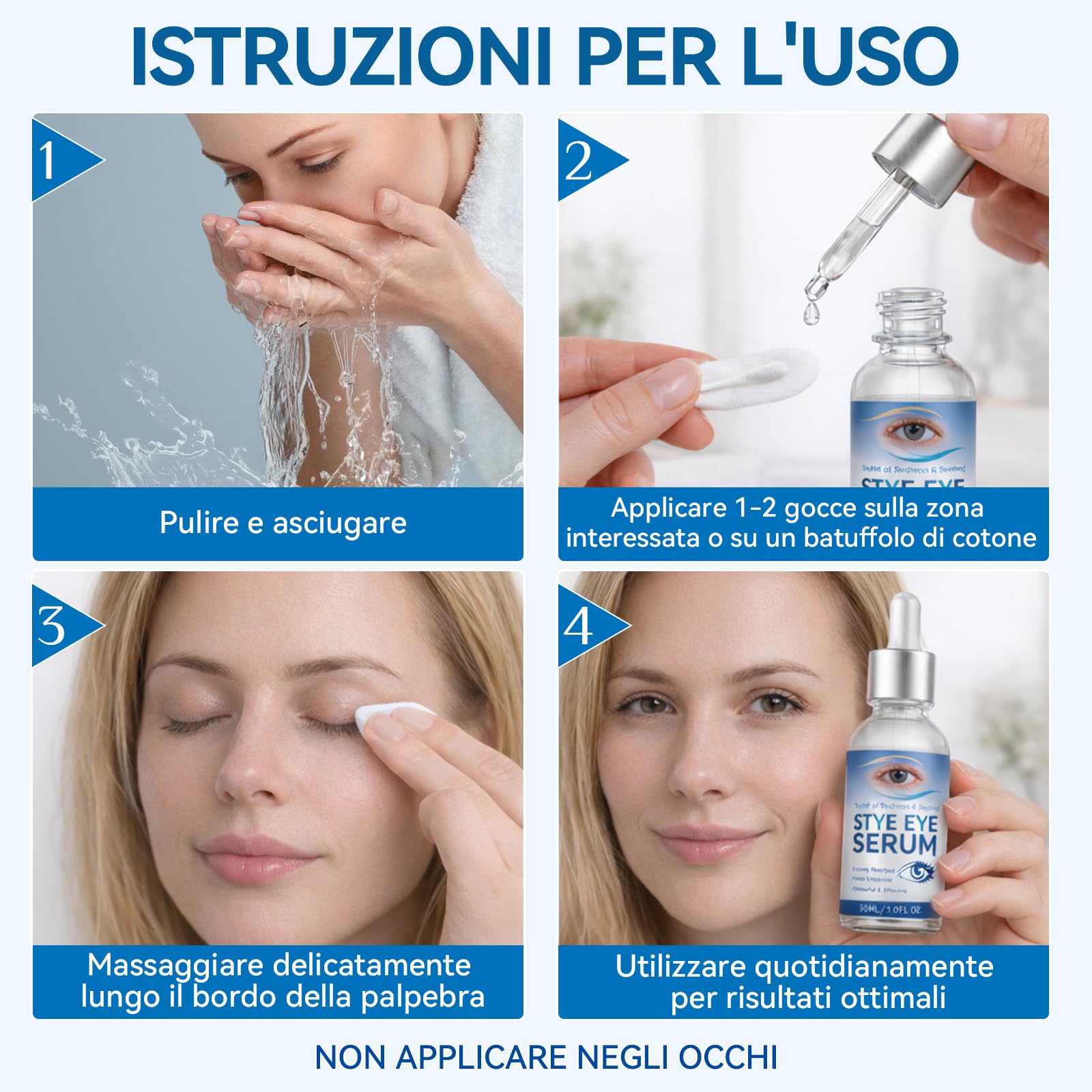 Siero per Palpebre 30 ml, Trattamento Naturale per Orzaiolo, Blefarite, Calazio e Occhi Secchi, Pulizia Delicata per Palpebre Irritate, Collirio Naturale Per una Corretta Igiene Palpebrale