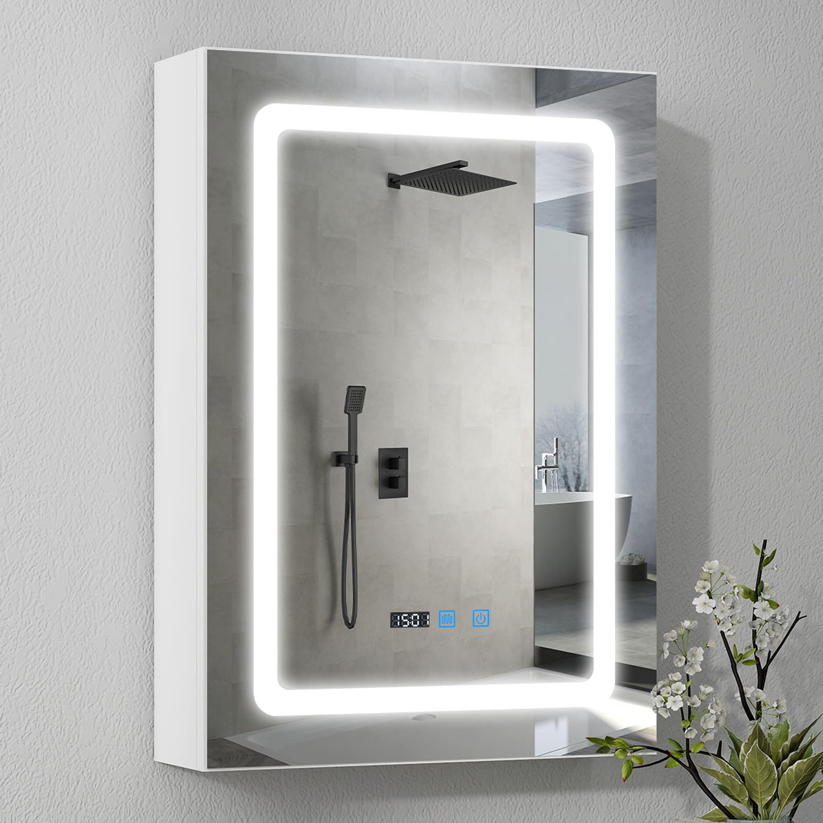 ARTETHYS Bathroom Mirror Cabinets, 70x50cm Bathroom Cabinet with LED Mirror — image 1