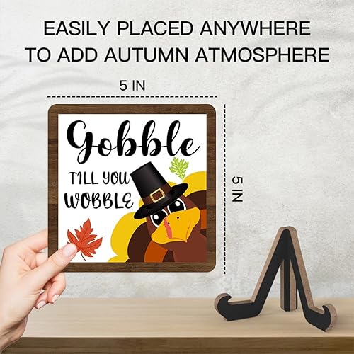 Miniatura 2 de Decoración de otoño de granja para el hogar, decoración de bandeja escalonada de otoño, letrero de Gobble Till You Wobble, decoración de escritorio