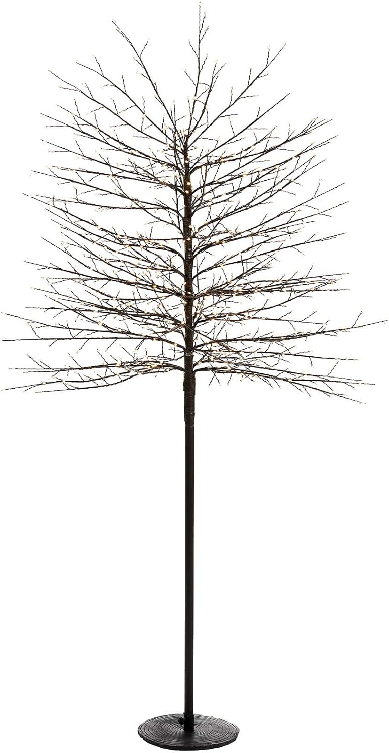 WeRChristmas PreLit Twig Tree, 900 Warm White LED Lights, Black, 6 ft
