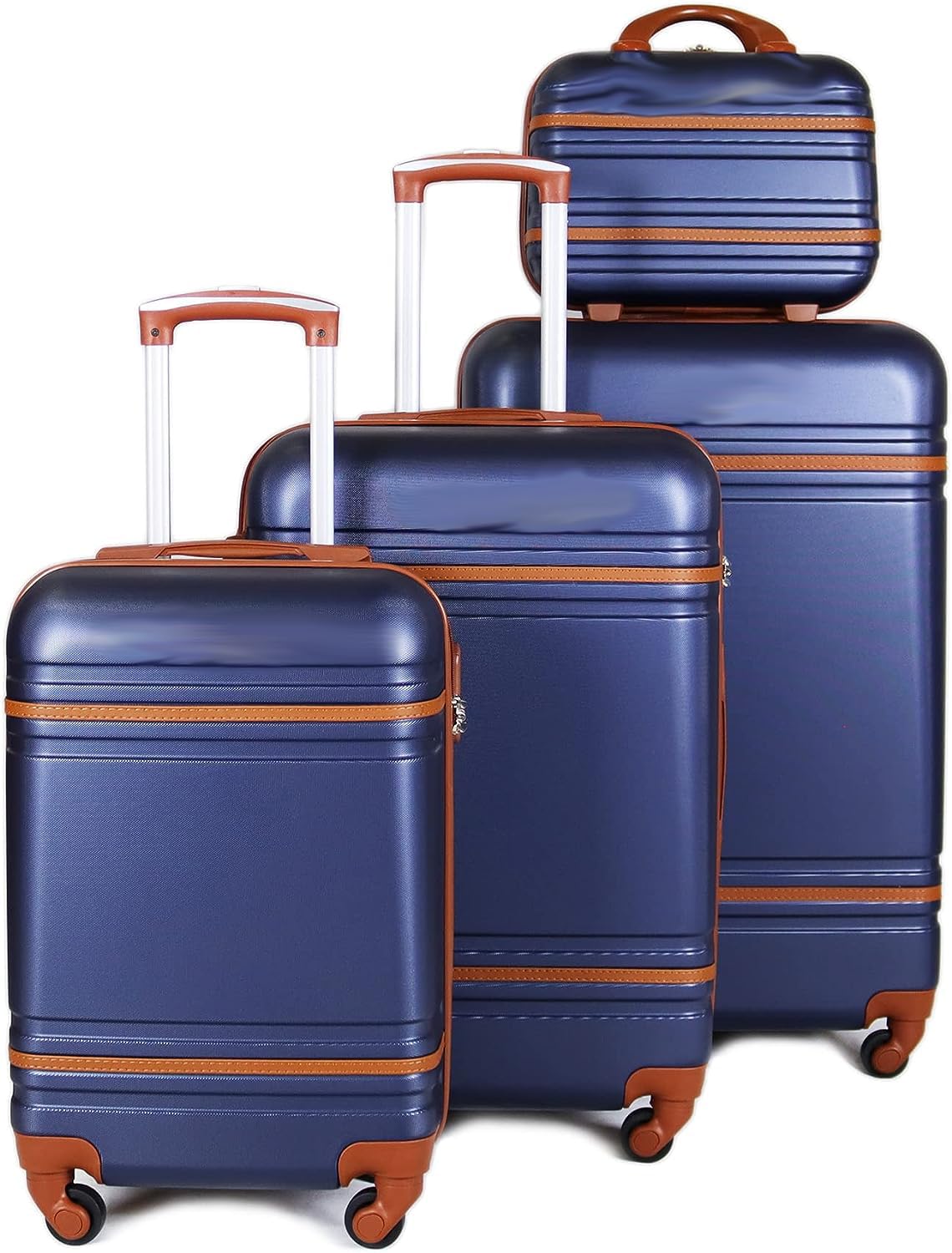PK PARTNERSuitcase Set of ROYAL TRAVEL 6 PCS Hard Shell Luggage Set With Spinner Wheels & 3 Digit Number Lock-Set of 6 Trolley Bags and Cosmetic Bag (14/20/24/28/30/32 Inches) (BLUE)