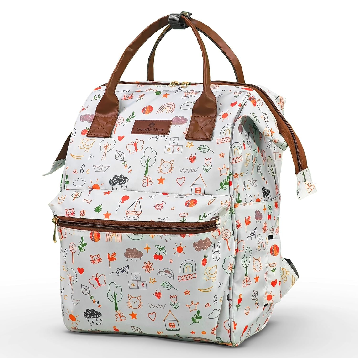 StarAndDaisy Baby Diaper Bag for Mother Travel/Diaper Bags for Mother/Mom for Travel with Laptop Pocket, Multi Compartments, Insulated Bottle Pockets, Waterproof, Ultra soft fabric - Nature Print-image-16