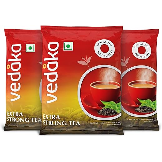 Vedaka Extra Strong Tea Powder | 1.5 Kg | Kadak Chai | Bold & Aromatic | Pack of 3, Each 500 G | Black Tea