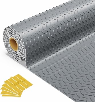 8x25 FT Garage Floor Mat, 2.8mm Thickened Diamond Plate