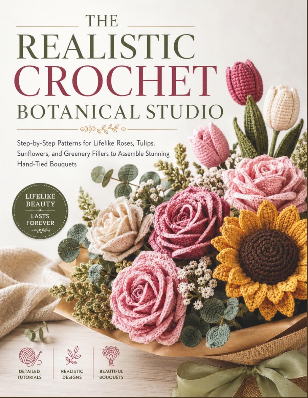 THE REALISTIC CROCHET BOTANICAL STUDIO: Step-by-Step Patterns for Lifelike Roses, Tulips, Sunflowers, and Greenery Fillers to Assemble Stunning Hand-Tied Bouquets