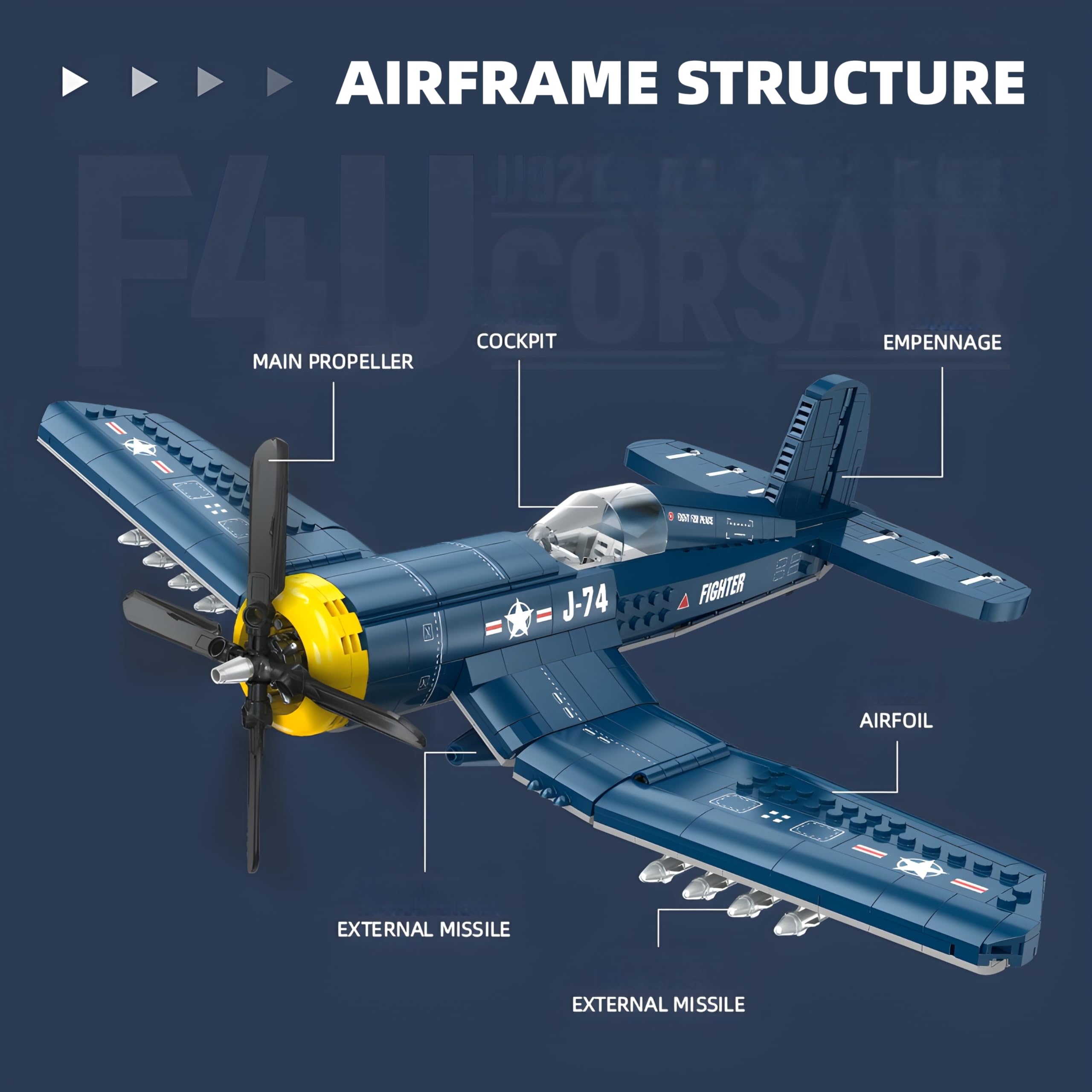 Pirate Fighter Aircraft Bausteine Bausatz, 767 Teile Retro Kampfjet Flugzeug Modellbausatz, Militärisches Flugzeug Baukasten für Wohndeko, Kreatives Geschenk für Adults & Teens