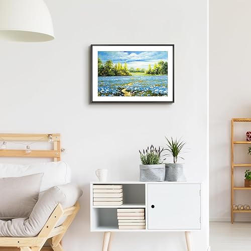 Vista 142 de Golden State Art - Marco de fotos de aluminio satinado clásico de 8 x 10 con alfombrilla de color marfil para fotos de 5 x 7 y cristal real, Dorado