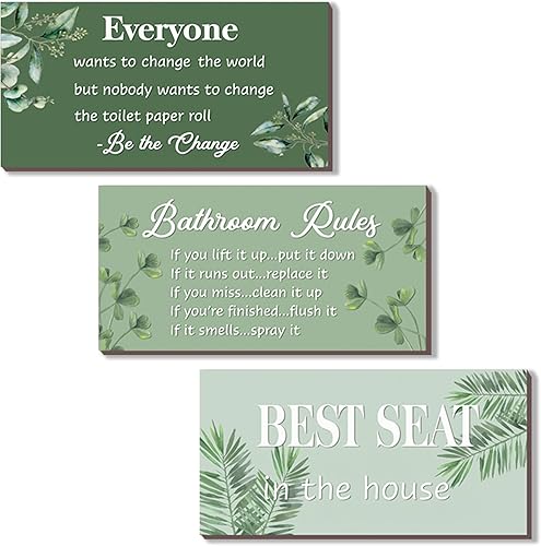 Miniatura 10 de 3 piezas de decoración de Navidad para baño, decoración de invierno de madera roja con reglas de baño, accesorios de nieve de Navidad para el hogar,