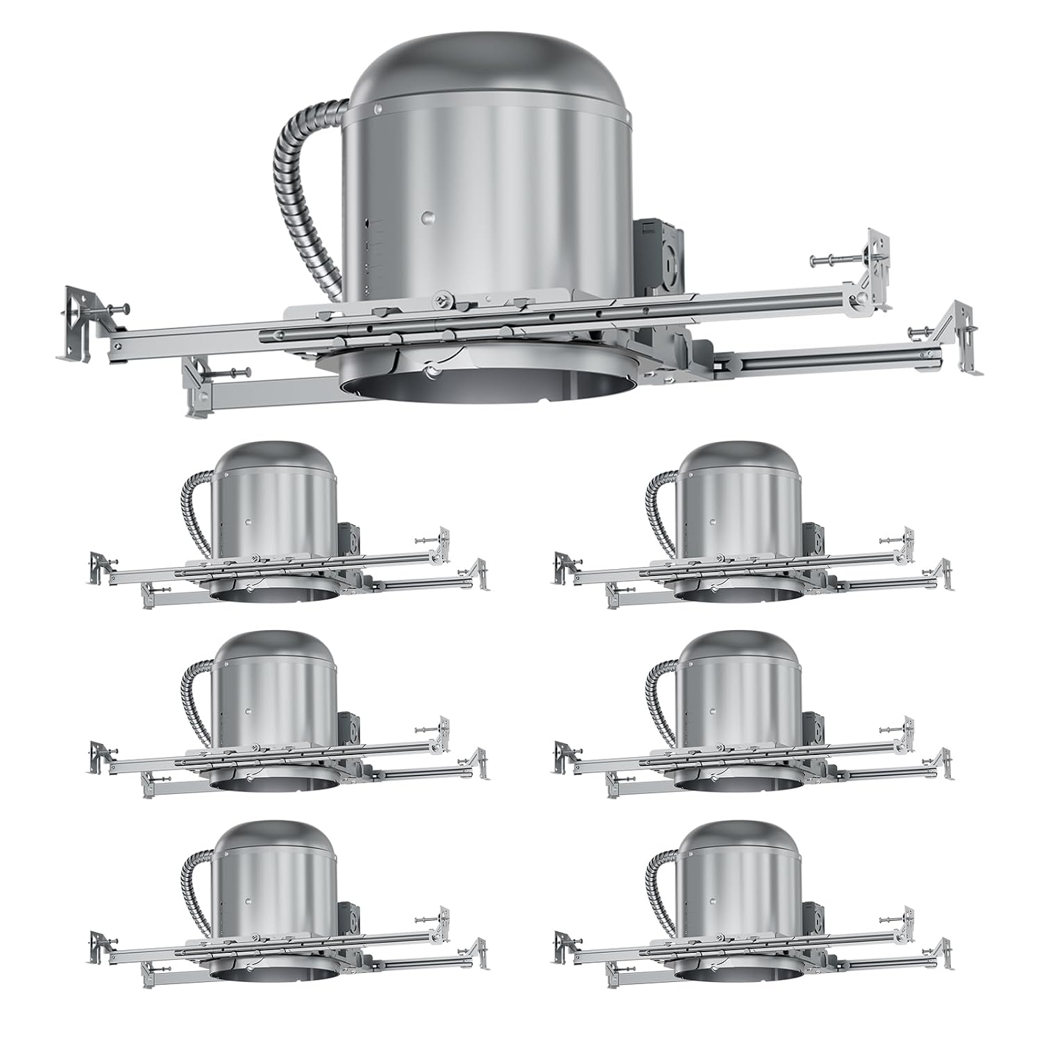 6 Pack 6 Inch Can Light Housing,New Construction Recessed Lighting Housing,Air Tight,E26 Base,90° Rotation Hanger Bars,IC Rated ETL