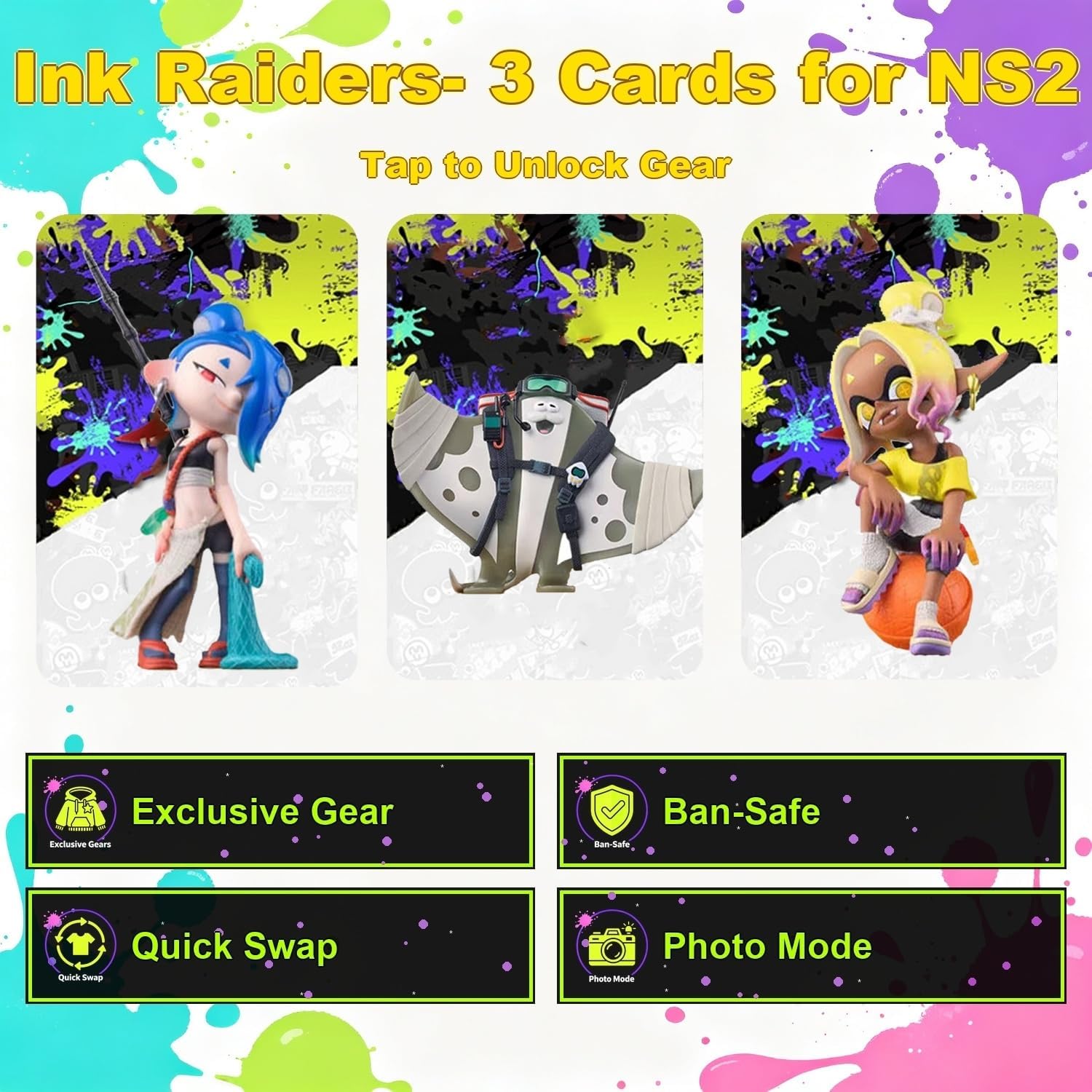 30Pcs NFC Mini Raiders Cards for Splat 3&2: Includes All Idols