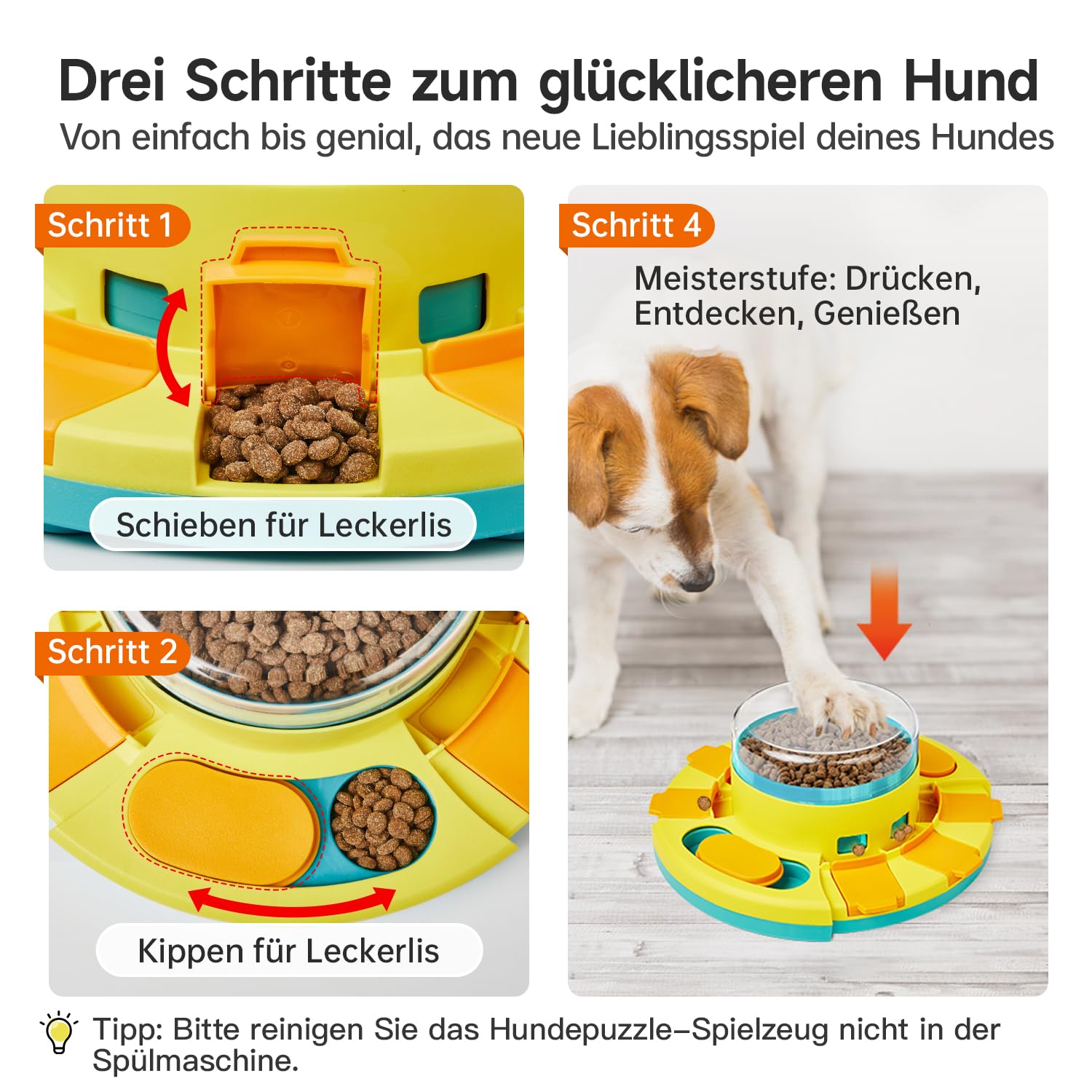 Potaroma Hundespielzeug Intelligenz, Hunde Intelligenzspielzeug 2 Ebenen Puzzle-Spielzeug, langsamer Feeder & Leckerli-Futterspielzeug, geeignet für kleine, mittlere & große Hunde, 10,7 cm Höhe