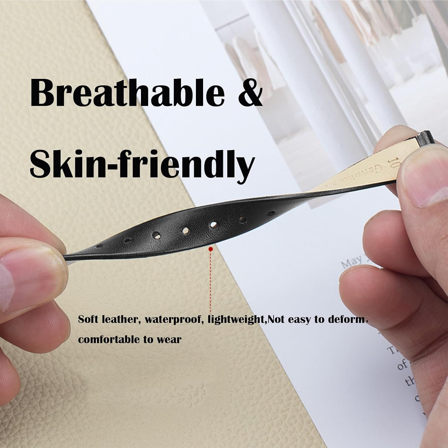 Genuine Leather Watch Band Compatible with Fitbit Inspire 3 Women Men, Leather Soft Wristband Replacement Straps Fit for Fitbit Inspire 3 Fitness Tracker with Remover Kit image 4