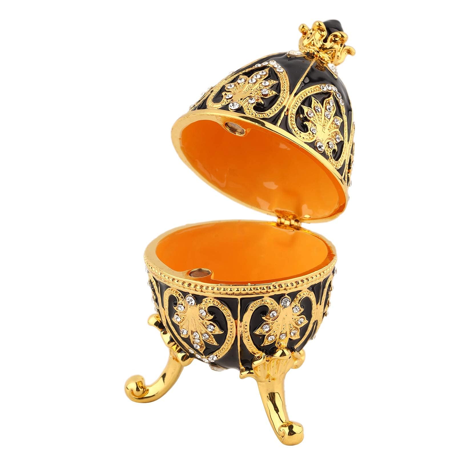 Huevo de Pascua Decorativo Estilo Fabergé, Esmaltado, Pintado a Mano, con Diamantes Brillantes, Caja para Tesoros, para Regalos y Decoración
