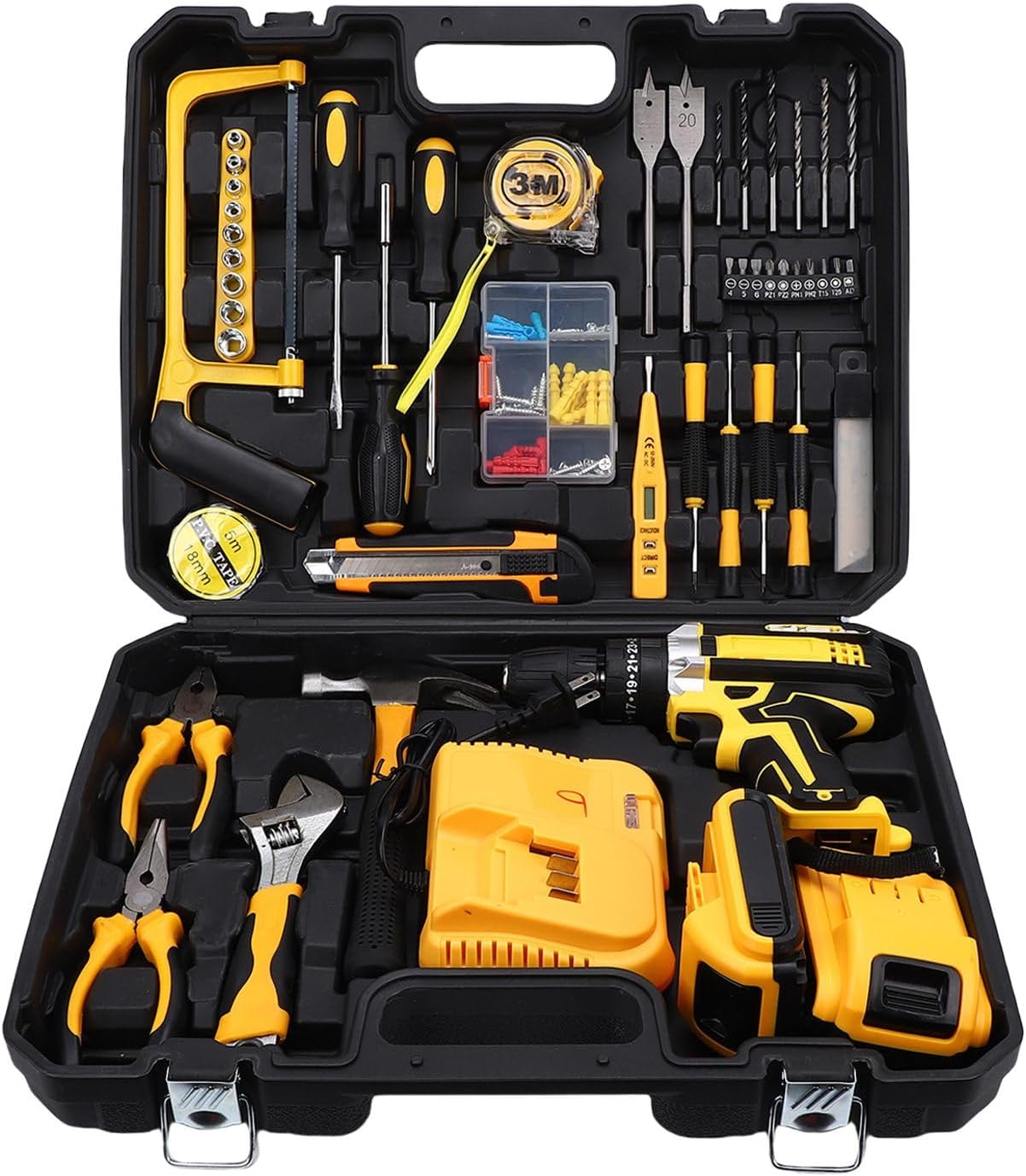 Kit de Taladro Inalámbrico aqxreight 21V con 6 Mechas y Maletín