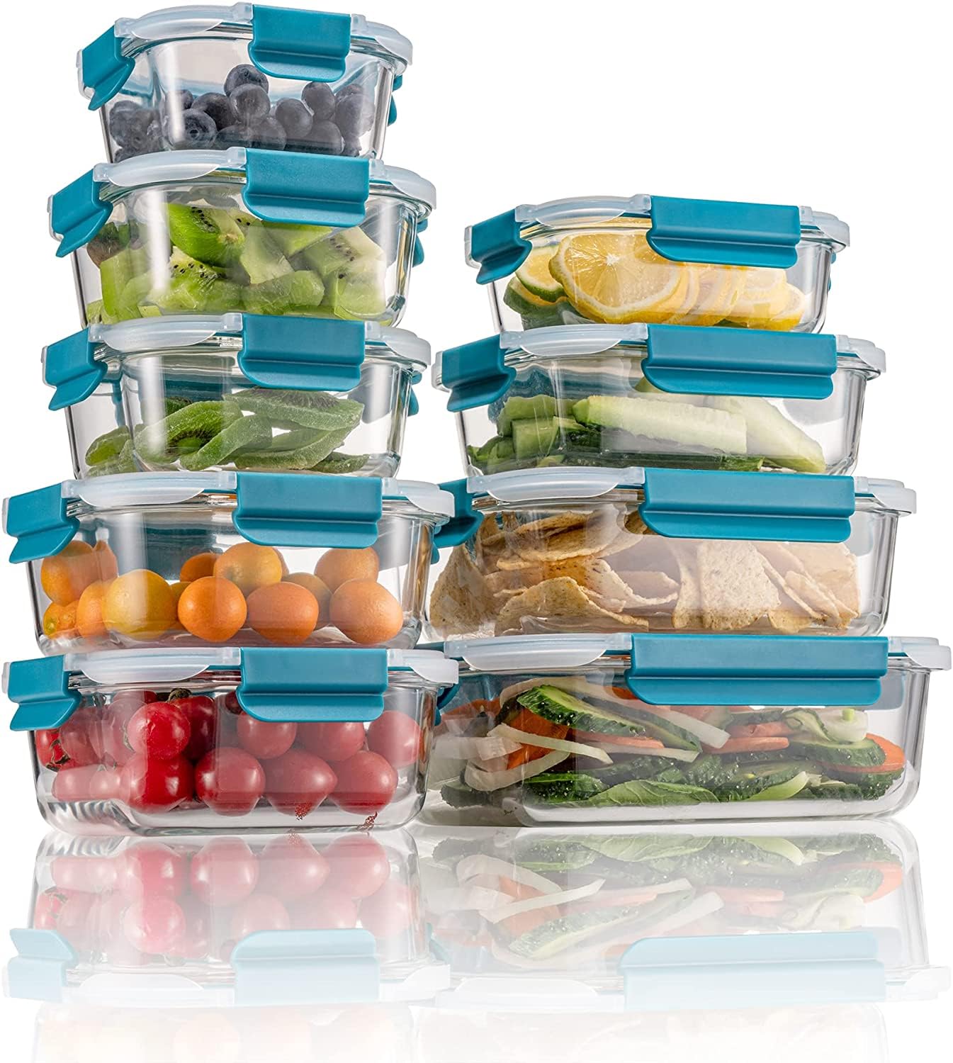 Glass Food Storage Containers with Lids – Oven, Microwave & Freezer Safe – Borosilicate Meal Prep Boxes – BPA-Free, Leakproof & Stackable – Set of 9