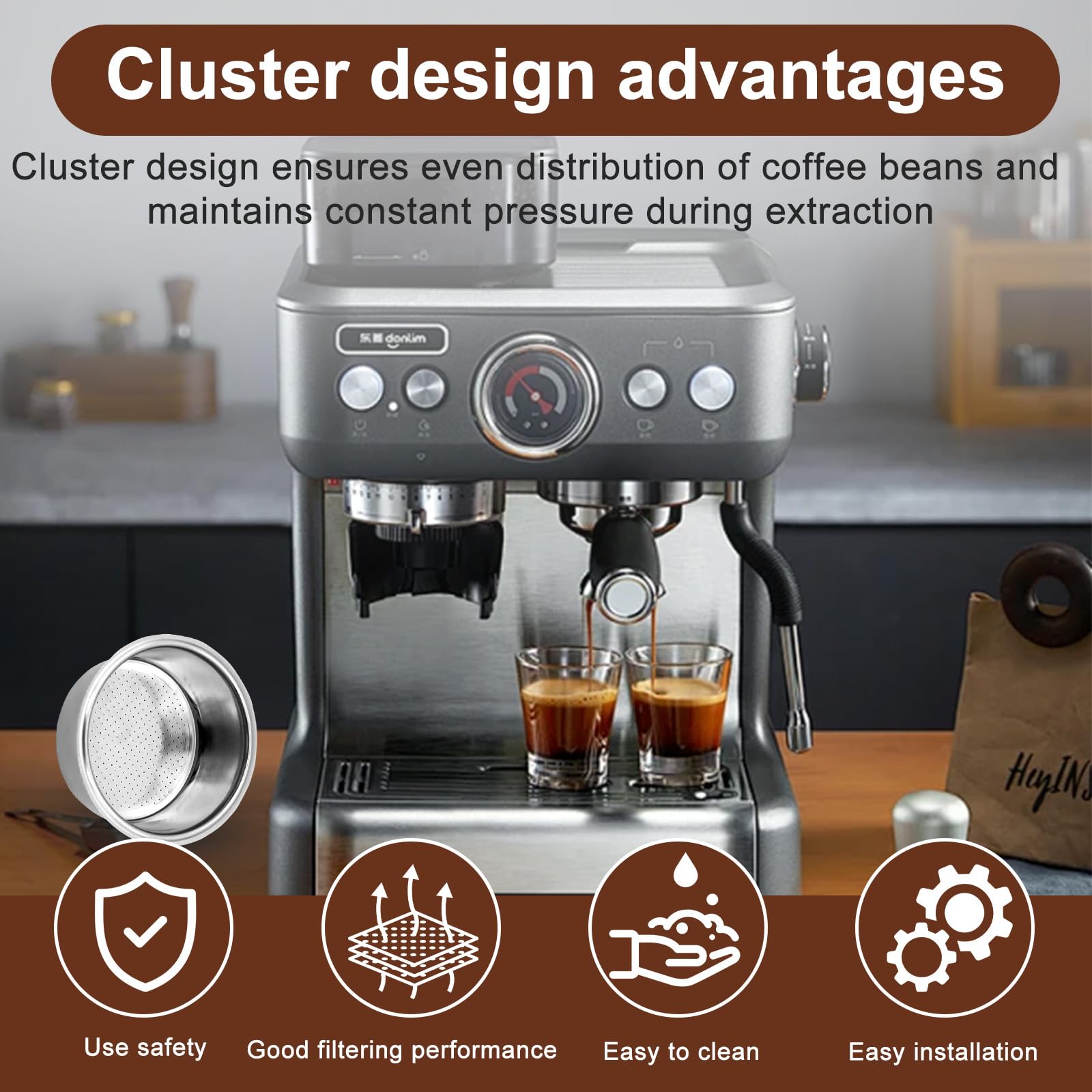 51mm zeef koffiezef, Wefaly roestvrij staal herbruikbare espressofiltermand Eenlaags filtermand voor Delonghi Dedica koffiemachines (1 kop: 8-10 g