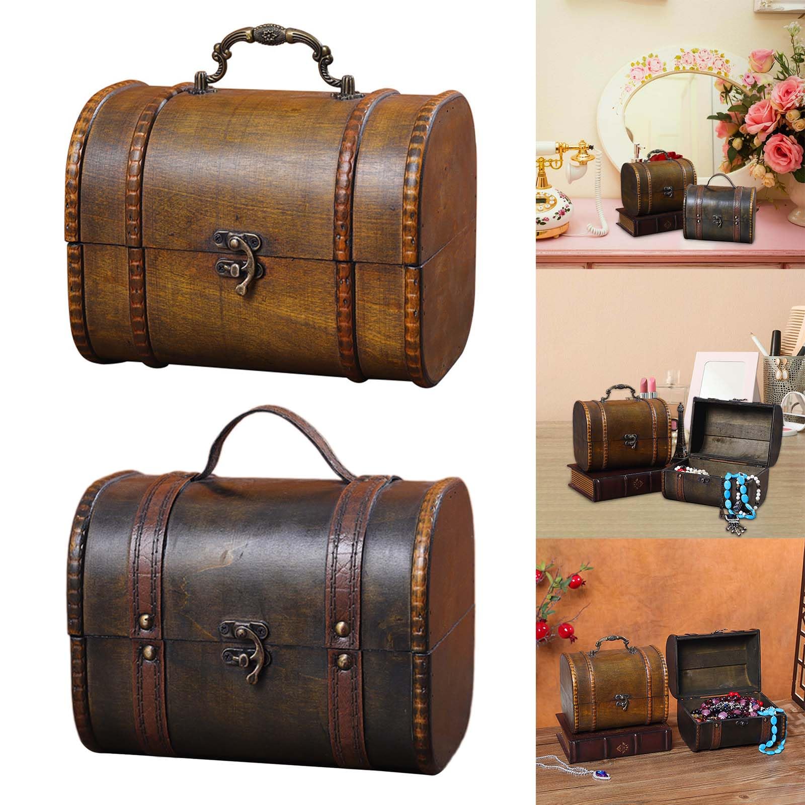 Étui à bijoux en bois Boîte de rangement de colliers élégants Étui à bijoux en bois de collier portable Texture pour les styles chinois Boîte verrouillable