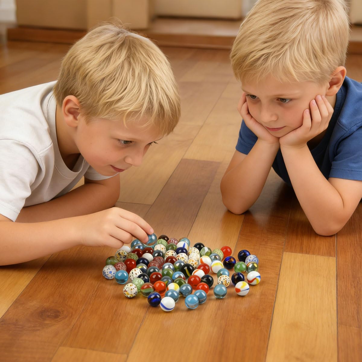 BOPHIS 80 Biglie di Vetro 16 mm, Balance Glass Marbles Colorate per Giochi e Decorazioni