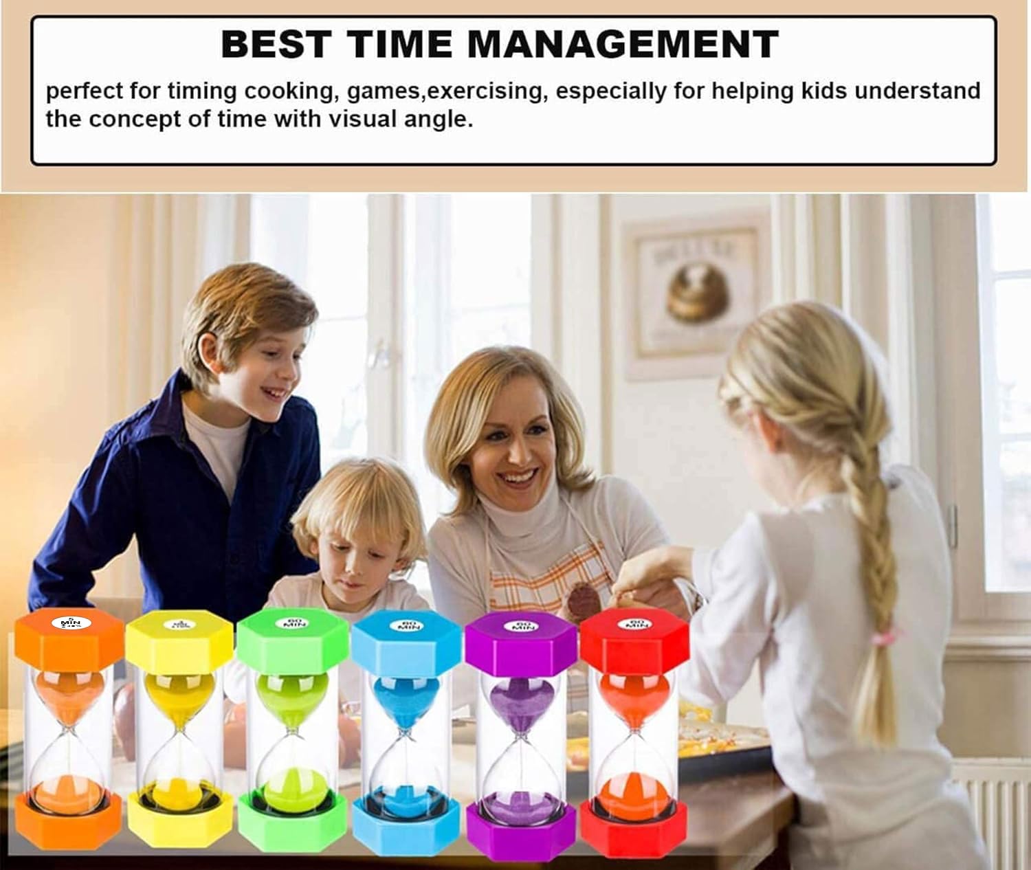 SuLiao Sand Timer 5 Minute Hourglass. Plastic Sand Watch 5 Min,Large Orange Sand Clock,Reloj De Arena 5 Minutos,Colorful Hour Glass Sandglass Timer for Kids,Games,Classroom,Kitchen,Decr - Image 2