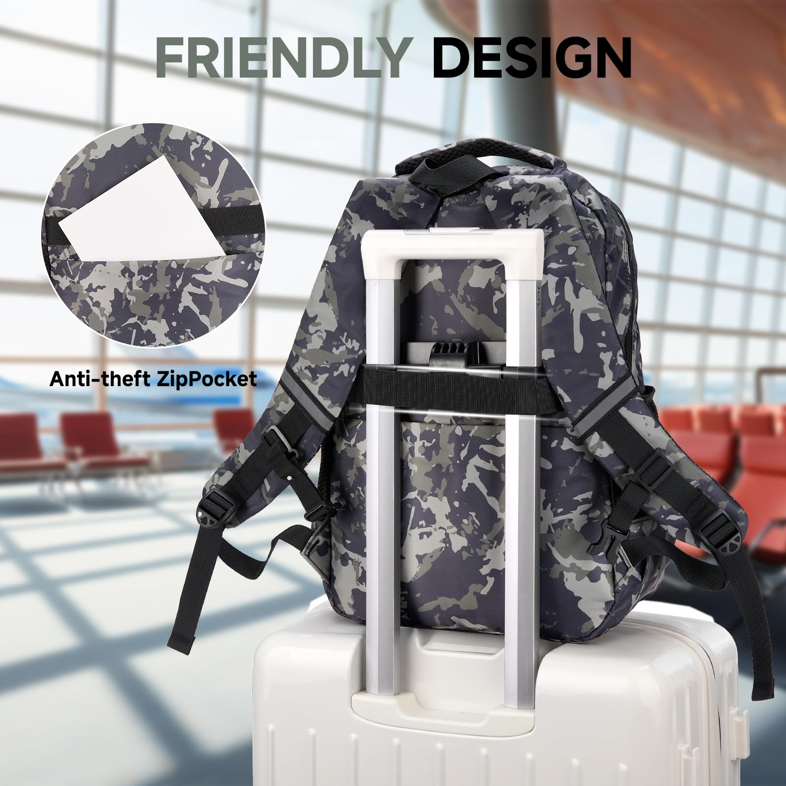 Amythe Mochila Escolar Niño Adolescente Camuflaje, Mochila para Niños con Tira Reflectante 8 a 15 Años, Mochilas Escolares Grande Impermeable e Ligera, Verde Intenso