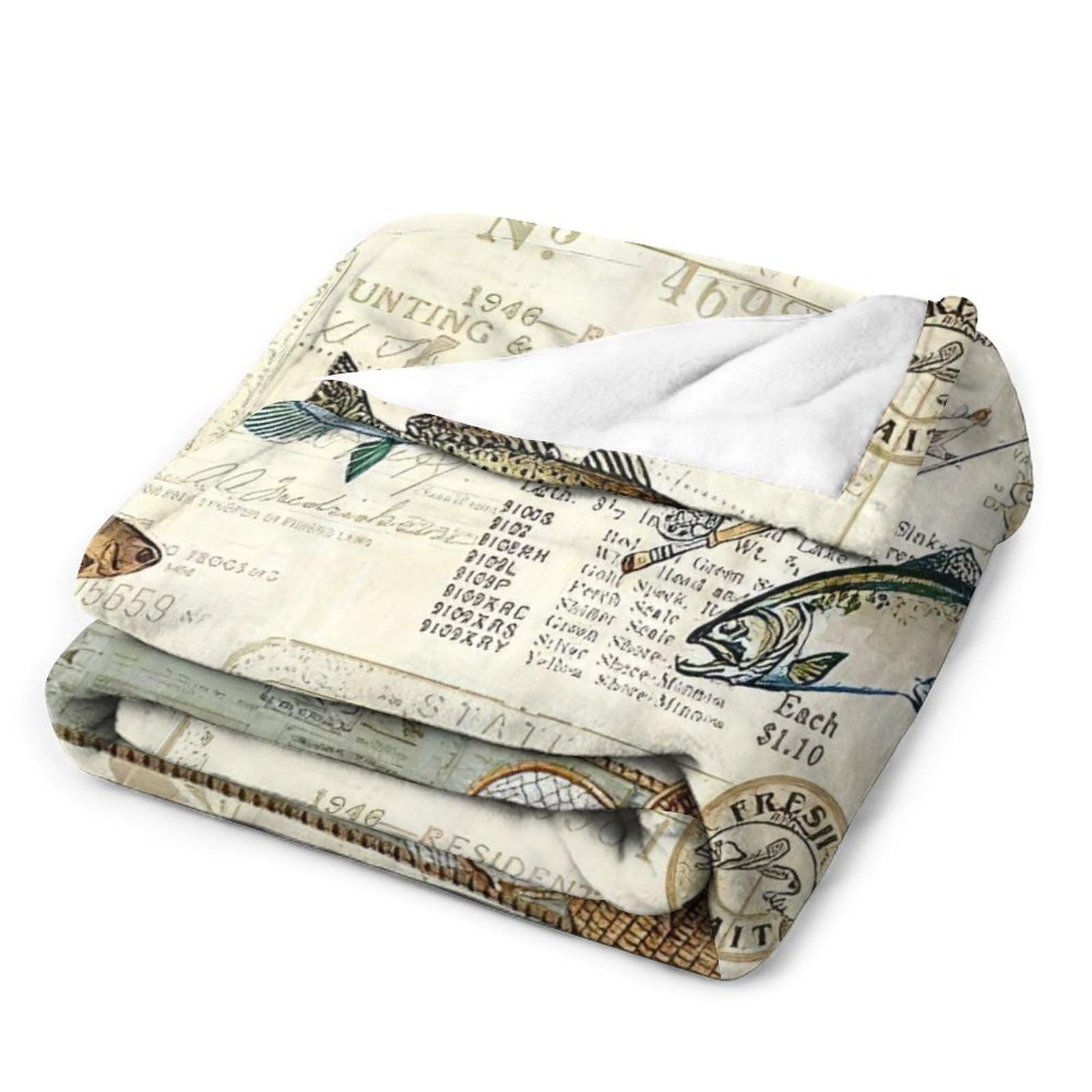 Fishing Blanket Gifts for Men and Kids - Soft Warm Cozy Fleece Throw for Adults - Fish Theme Couch Sofa Bed Cover 40"x50"