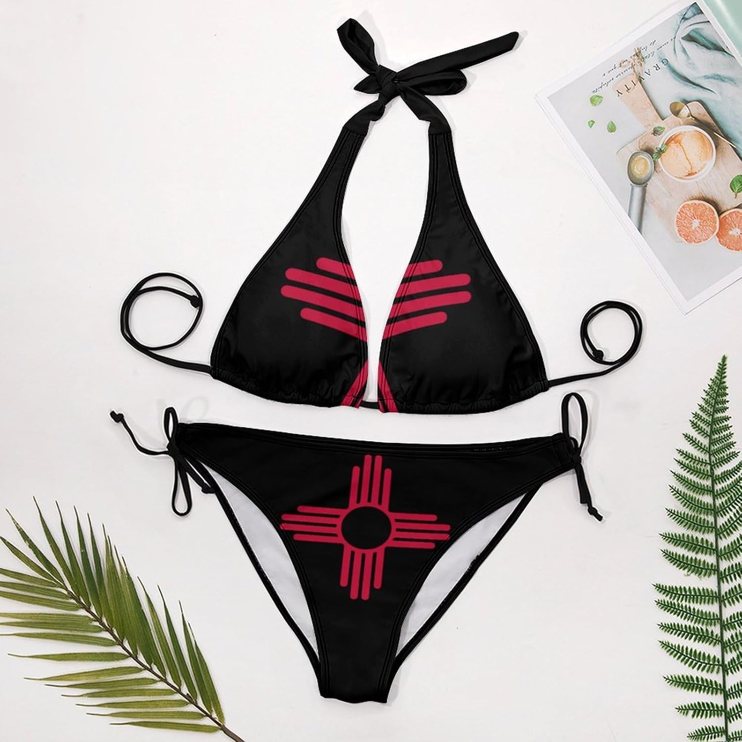 New Mexico Flag Logo Novelty Women's 2 Piece String Bikini Set Swimsuits Bathing Suit Swimwear