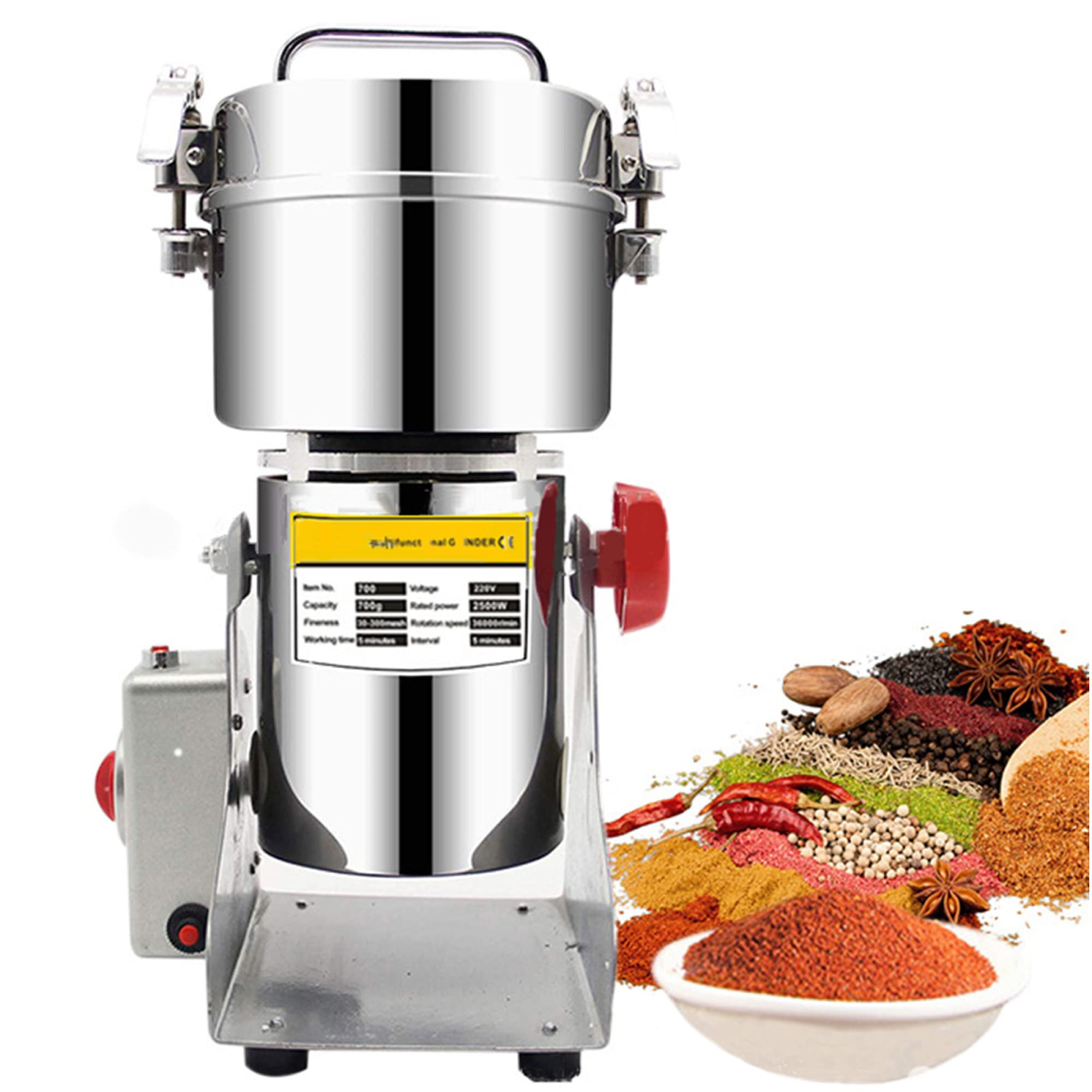Kelunis Grain 1500G Electric Grinder Mill 3000W Mill Grinder Commercial Spice Grinder Stainless Steel Pulverizer Dry Grinding Machine For Cereal Spices Herbs Coffee