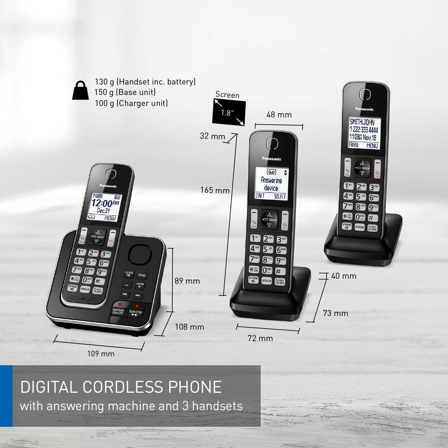 Panasonic DECT 6.0 Expandable Cordless Phone with Answering