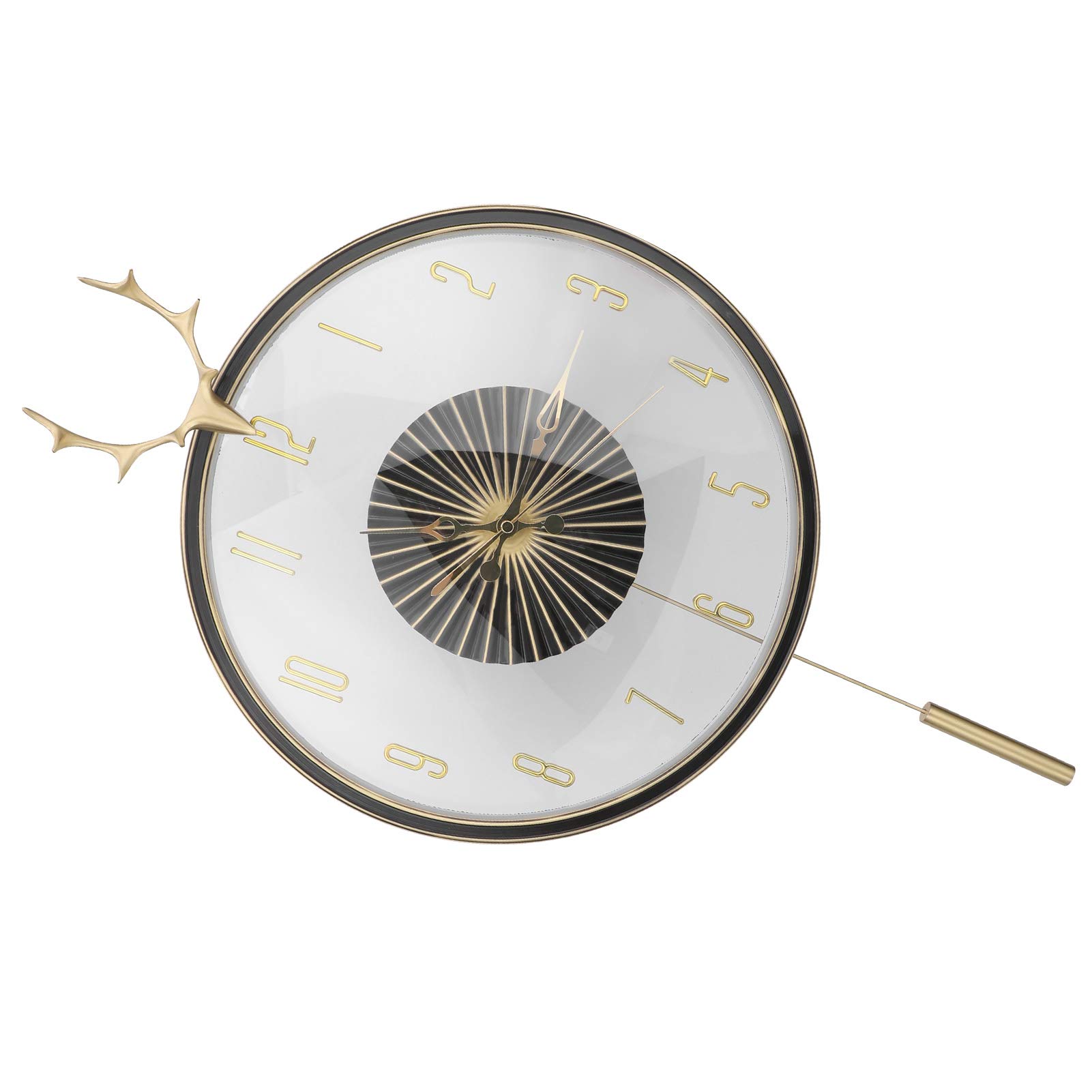 EMUKOEP Runde Messing-Wanduhr mit Geweih-Design