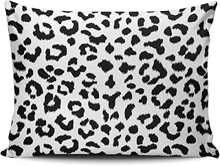 SALLEING Custom Plain Unique Black and White Leopard Print Animal Accent Decorative Pillowcase Pillowslip Throw Pillow Case Cover Zippered One Side Printed 12x20 Inches