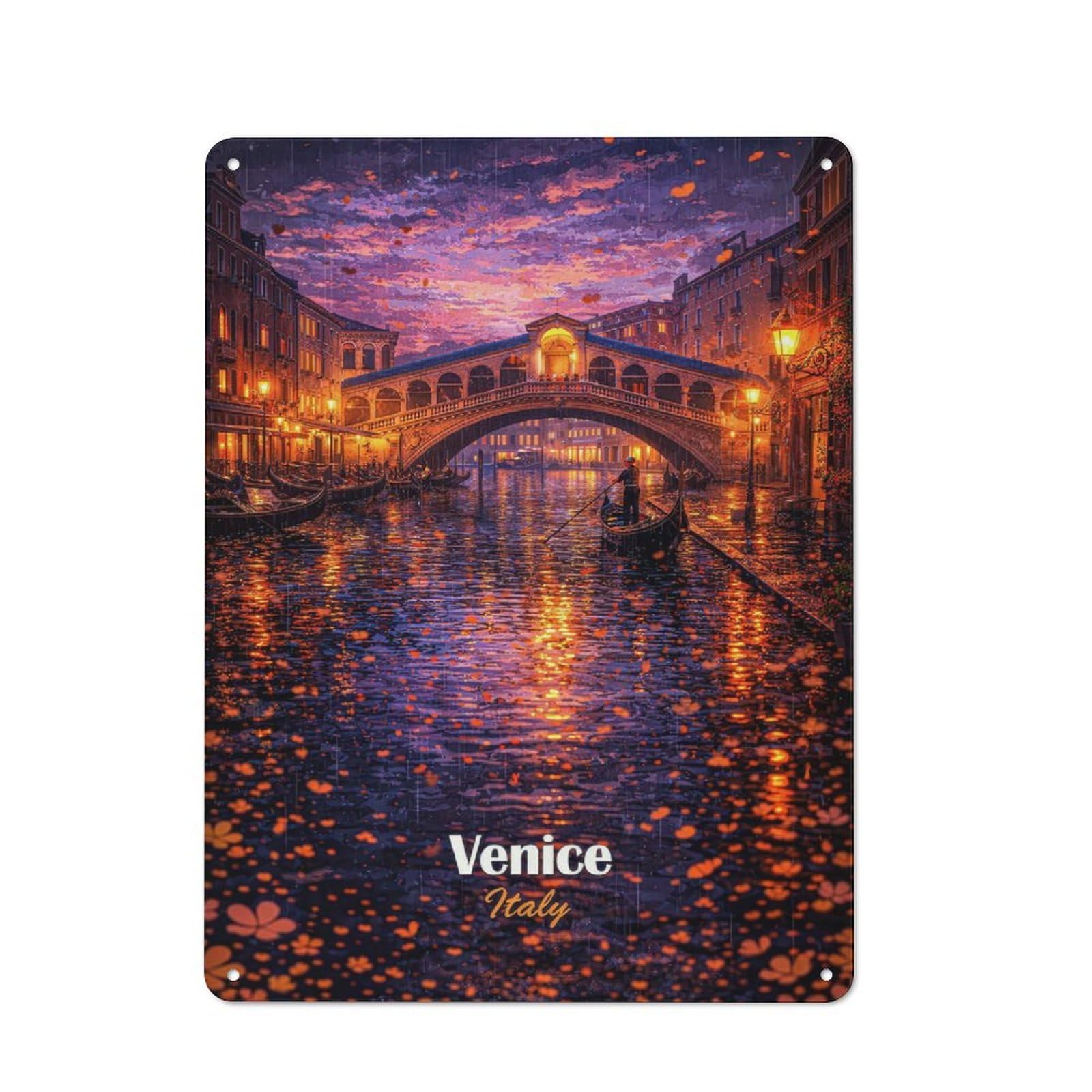 Junmoney Style-16 Venice Italy Rialto Bridge Gondola Retro Metal Wall Sign 40X30cm For Kitchen Or Home Bar, For Kitchen Decor Lovers Refreshing A Room In Autumn
