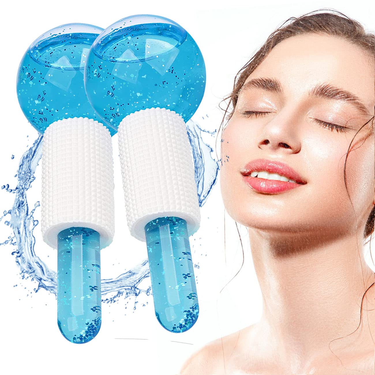 VifycimIce Globes for Facials, Ice Roller for Face, Cooling Roller Cryo Sticks for Face Neck & Eyes, Reduce Dark Circles, Puffiness, Wrinkles, Enhance Circulation and Complexion