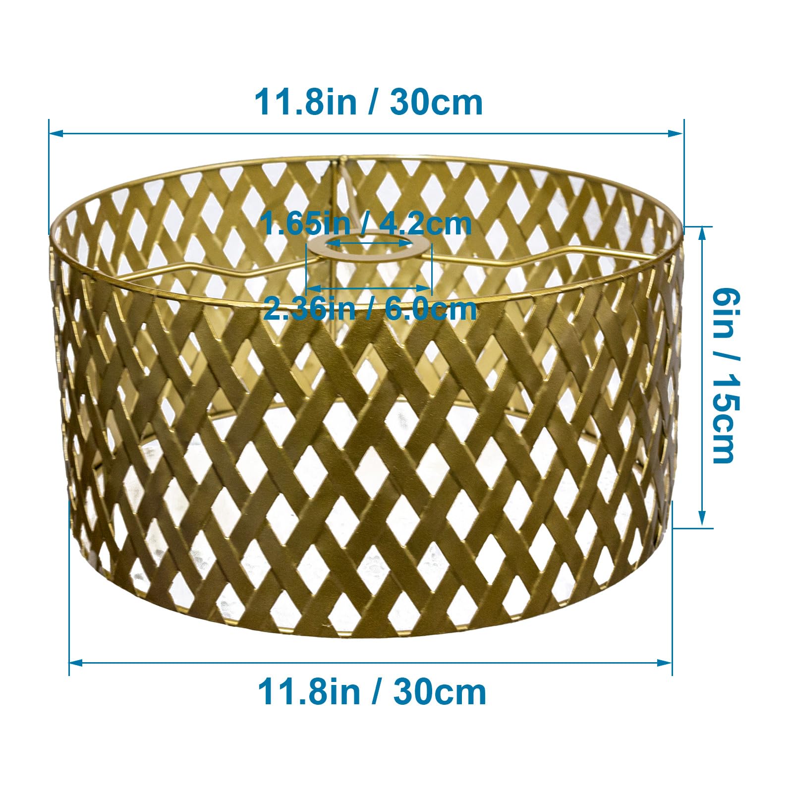 Osasy Drum lamp shades Gold metal shade,Hollow-out design Hand-crafted, Replacement shades For Floor,Chandelier,Table Living Room Bedroom Pendant lampshade