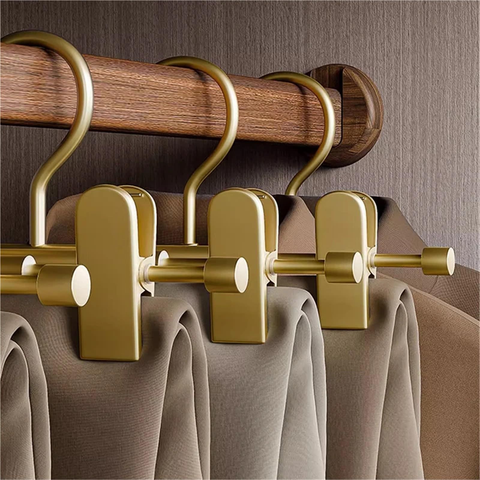 Perchas Pantalones Perchas de Aluminio for Pantalones, Perchas Doradas y Plateadas for Faldas con Clips Ajustables for Armario