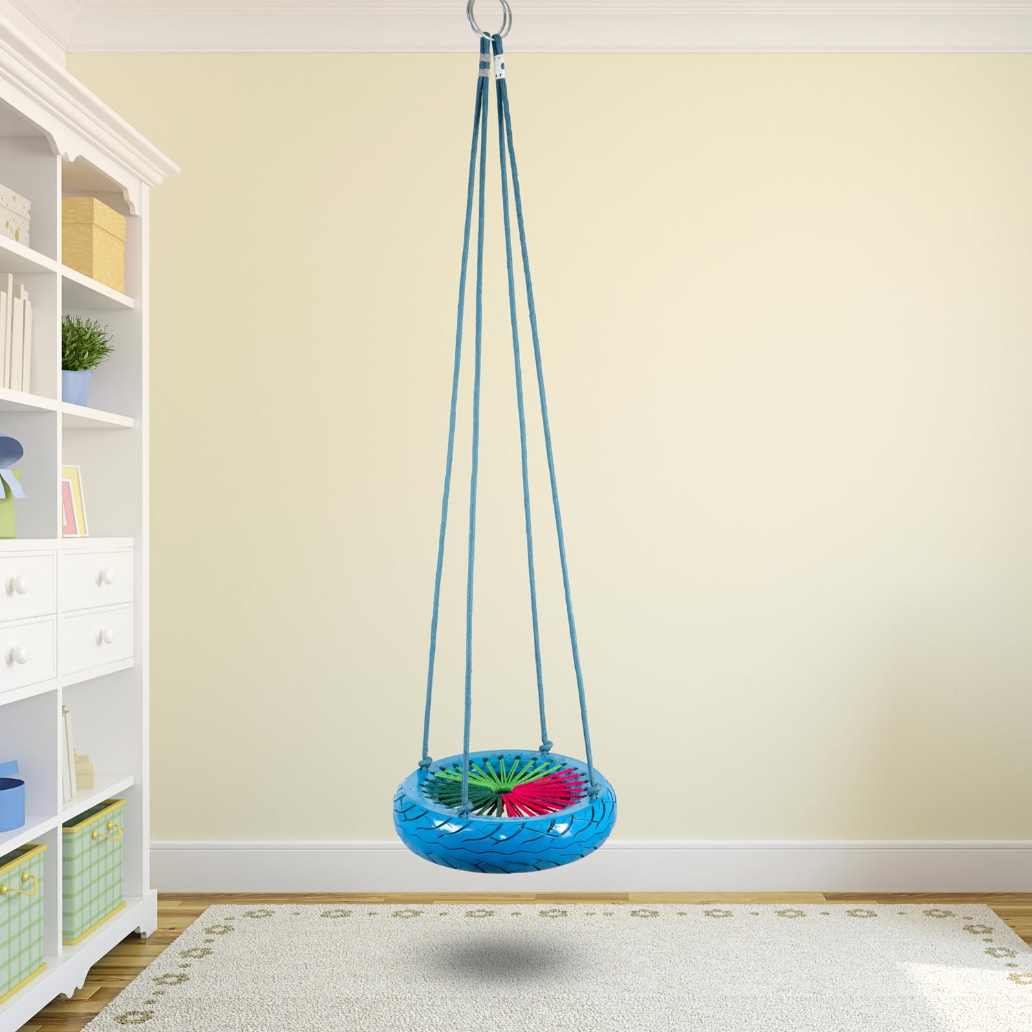 Arvabil Turbo 360° Kids Tyre Swing, Tree Swing for Indoor/Outdoor Swing for Kids Nylon Small Swing (Blue)