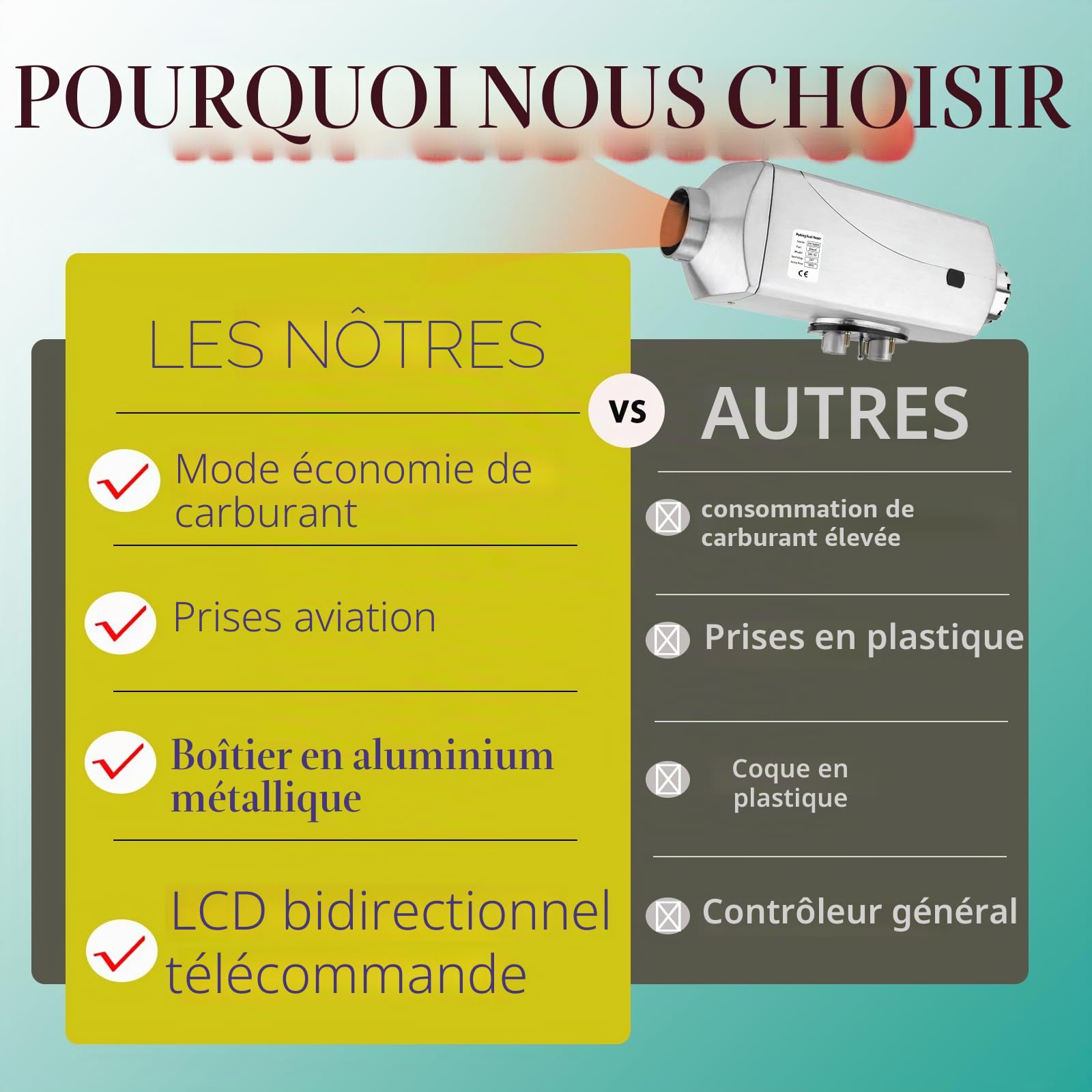 Chauffage Diesel 24 V, 7 KW, boîtier en Aluminium, Chauffage indépendant avec modèle de Plate-Forme, Chauffage indépendant Diesel pour Camping-Cars, garages, camions et Bateaux