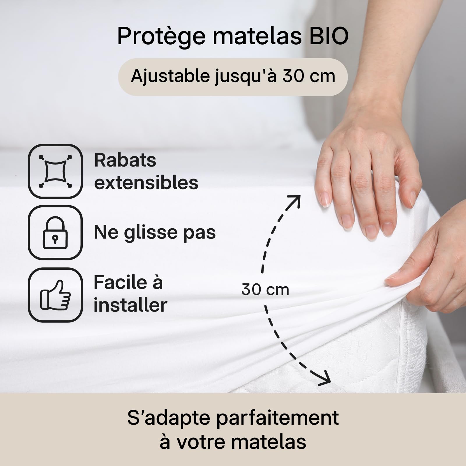 Sleepzen Protège-Matelas 140x200 cm Drap Housse 100% Coton Bio Molleton – Alèse Absorbante, Hypoallergénique, Respirante et Silencieuse – Fabriqué au Portugal – Certifié Oeko-Tex - Garantie 15 Ans