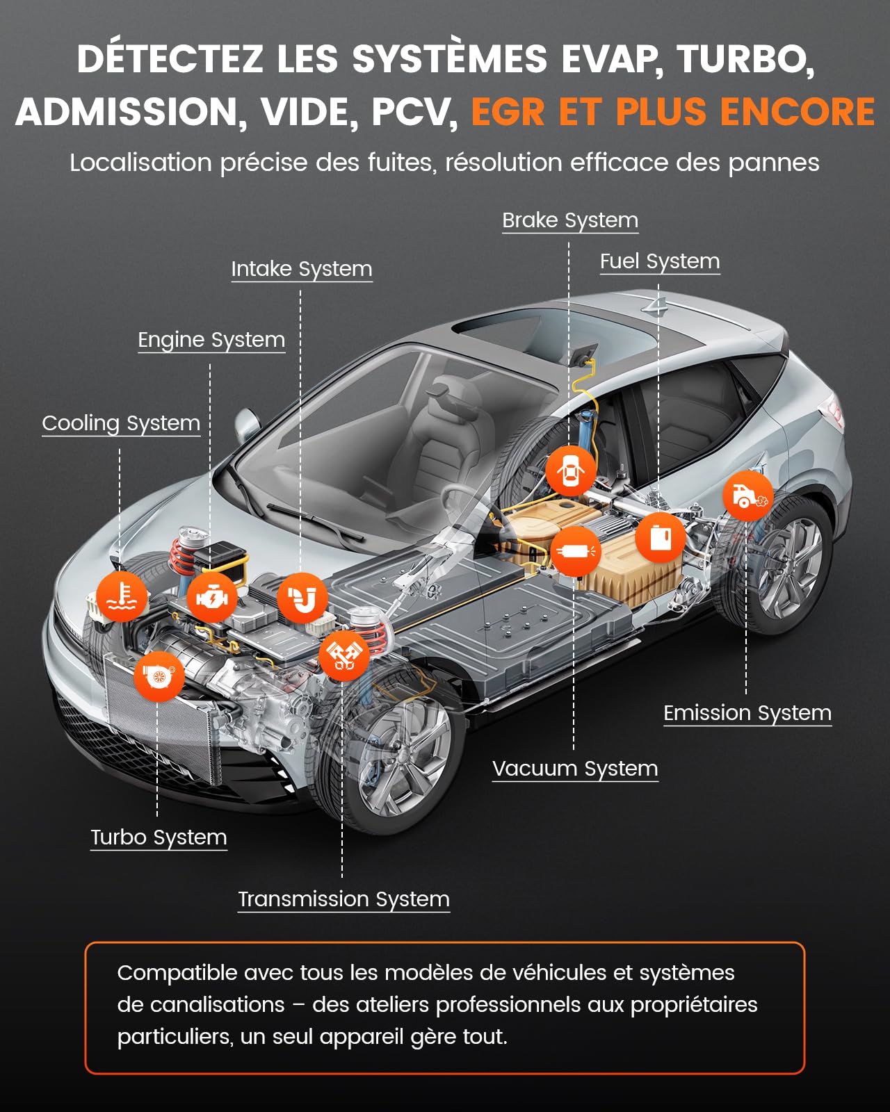 Machine a Fumee Detection de Fuite - Débitmètre/Manomètre/Pompe à Air ANCEL