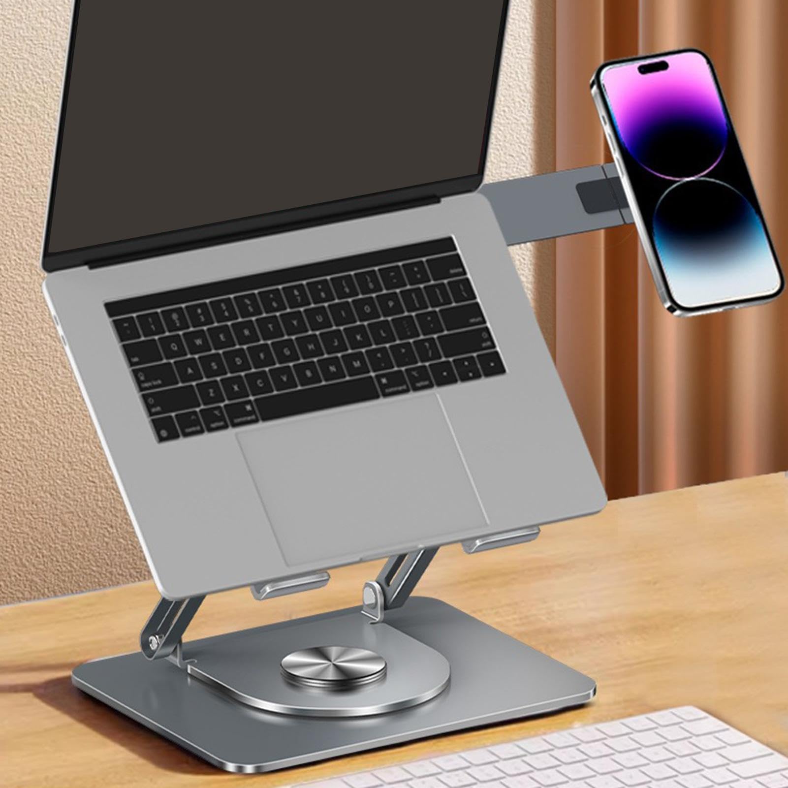 Rialzo laptop Supporto Pieghevole In Metallo Ergonomico Con Porta Telefono | Supporto per Computer Per casa, divano, lavoro, studio, cucina, aula, ufficio e