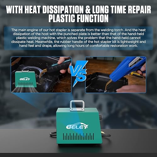 Miniatura 4 de BELEY - Kit de soldador de plástico con grapadora en caliente ajustable de 25 W, 65 W, 100 W, máquina de soldadura de reparación de plástico,