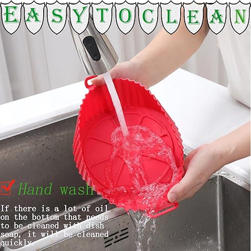 Miniatura 3 de Somoga Forros de silicona para freidora de aire para 3 a 5 cuartos de galón, paquete de 2 forros de silicona reutilizables para freidora de aire,