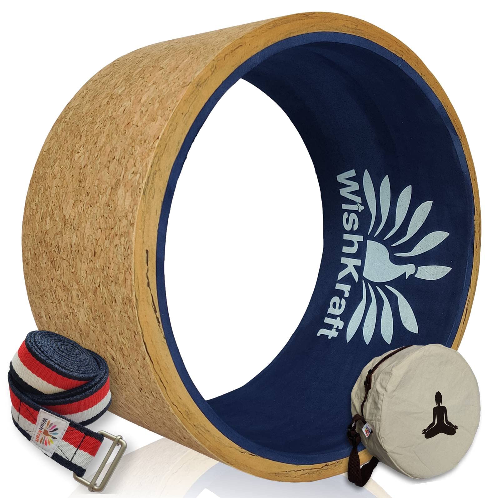 WishKraft Wide CORK Yoga Wheel Roller for Men & Women [13 x 6.25 inch] with Bag & Yoga Strap Belt for Back Bends, Stretching & Flexibility | Eco-Friendly, Non-Slip & Sweat Resistant | Made in India (B09P8RP2CY) Amazon Price History, Amazon Price Tracker