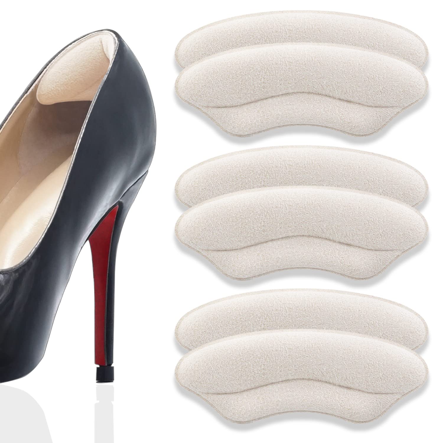 Skyfoot Heel Grips, Self-Adhesive Heel Cushion Extra Volume to Too Large  Shoes Inserts Heel Protector for Women and Men (Beige Pairs)