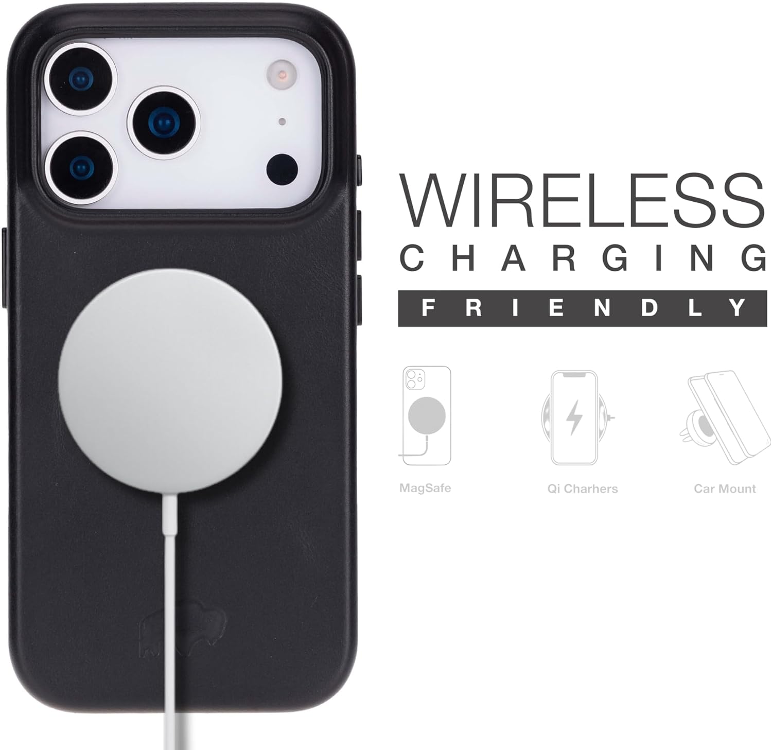 BLACKBROOK Leather Case for iPhone 17 Pro Max – Arden Handcrafted Slim Snap-On Cover, Full Grain Leather, MagSafe Compatible, Camera & Screen Protection, Elegant Gift Box Black - Image 2