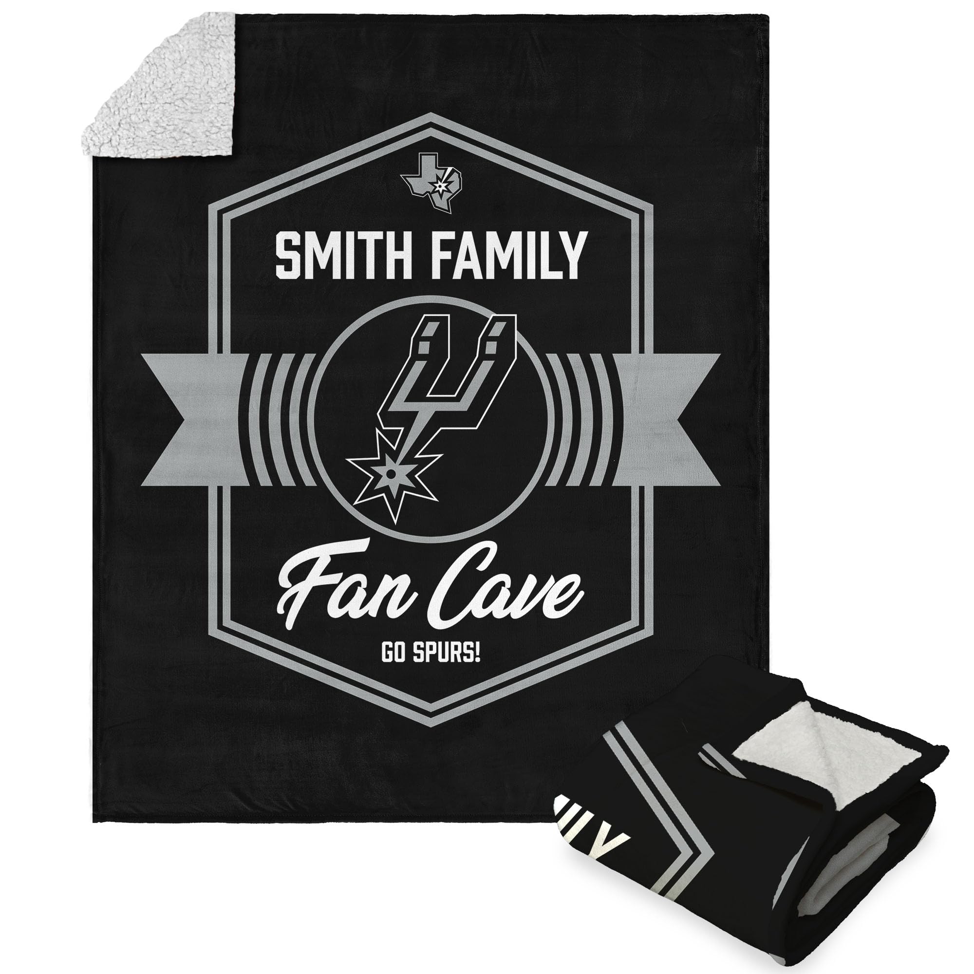 Northwest NBA San Antonio Spurs, Dominion, Personalized Silk Touch Sherpa Throw Blanket, 50 x 60 Inches