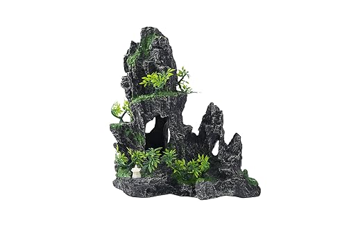 Large Fish Tank Decorations - Mountain View Aquarium Ornament with