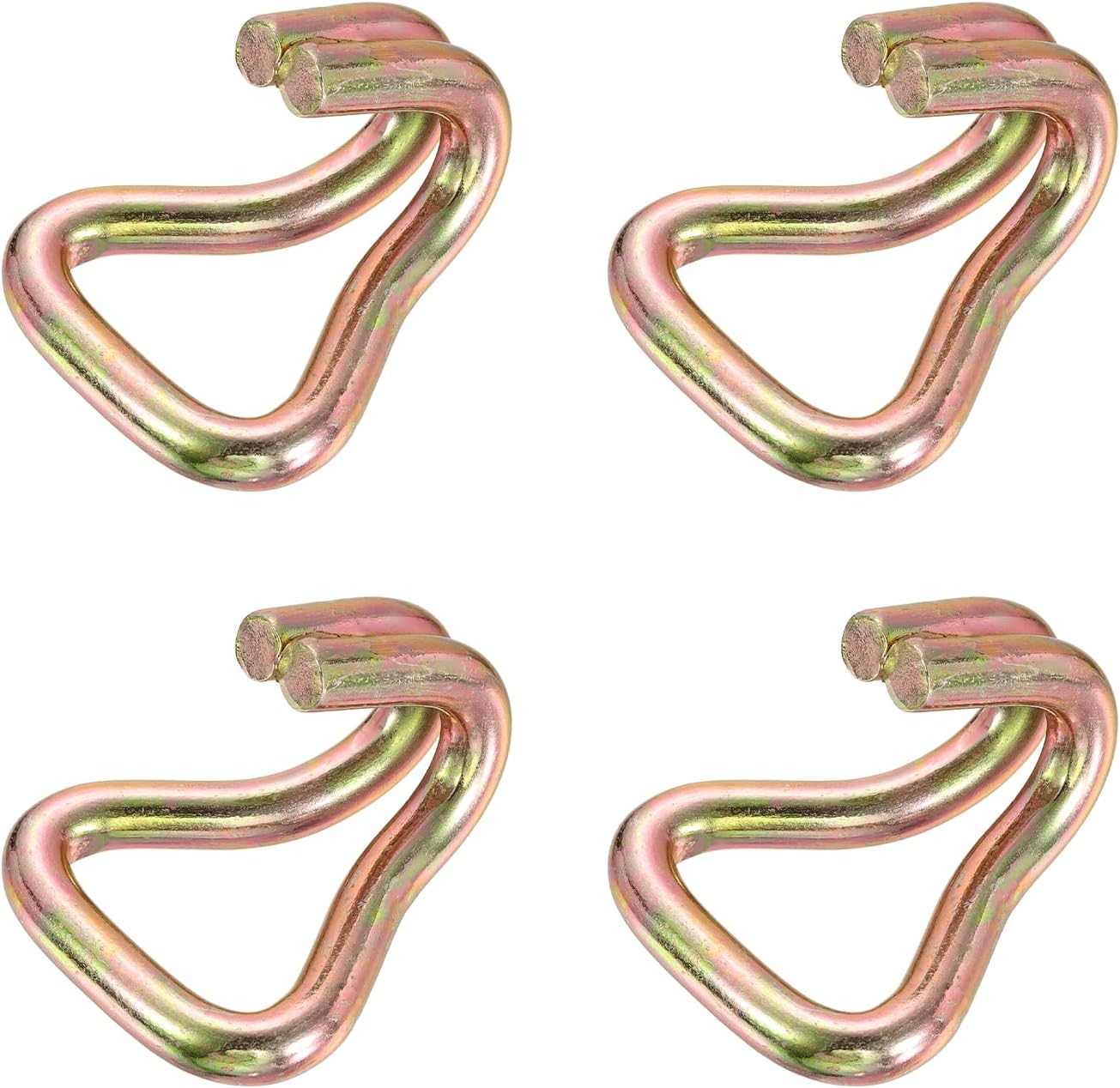 uxcell 4Pcs Double J Hook Hook, 11.8mm Dia 11023 lbs Ratchet Strap Tie Down Hook for 2" Tie Down Straps Wedding, Cars Trucks Trailers, Double Row Hooks Binder Accessories