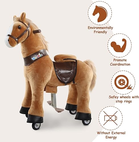 Miniatura 50 de WondeRides Caballo de juguete para pasear a caballo, tamaño M 4 para edades de 4 a 9 años (36 pulgadas de altura), unicornio mecánico con ruedas
