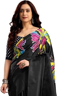 Women's Silk Printed Saree With Unstitched Blouse Piece