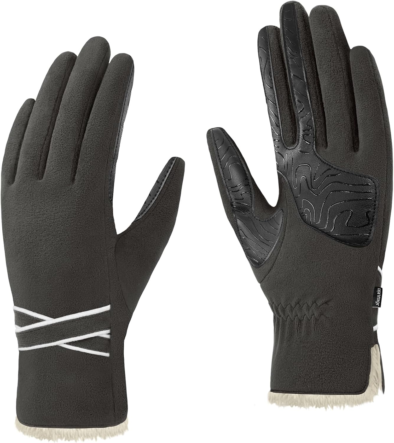 Women's Winter Fleece Gloves Warm Stretch Touchscreen Glove for Cold Weather, GreyHeather